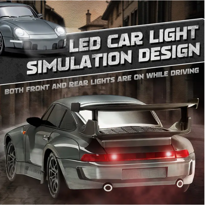 4WD RC Drift Car – 1:24 Scale with Dual Tires and LED Lights